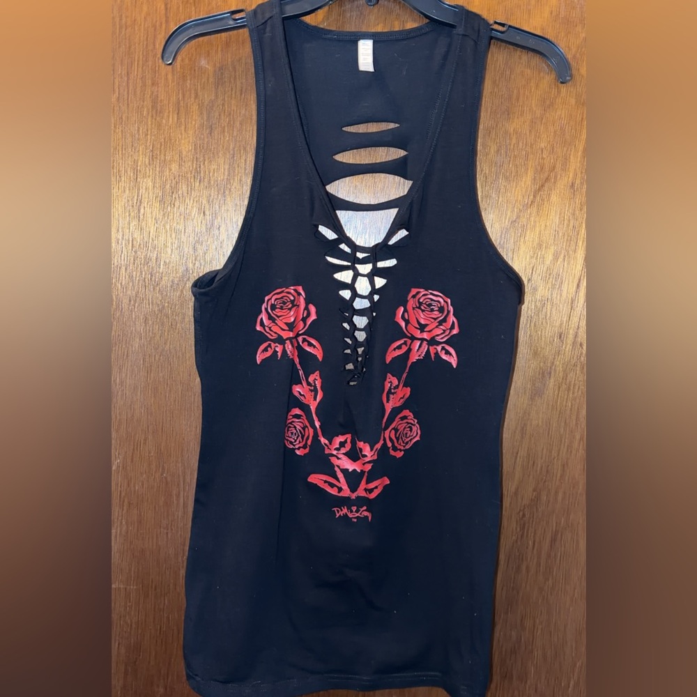 Demi Loon 2X Black Stretch Tank … slashed cut front and back NWOT